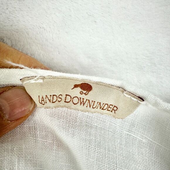 Lands Downunder Linen Top Size XL White Coastal Lagenlook Boxy Vacation Beach - Picture 4 of 5